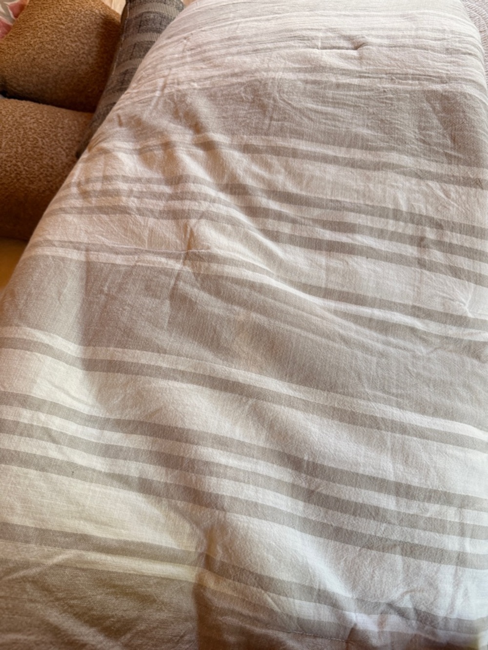 Threshold Striped Duvet Cover in Taupe and White